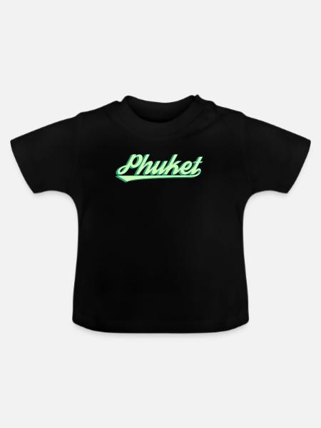 Phuket Retro Küstenscript - Baby Bio-T-Shirt mit Rundhals - Schwarz