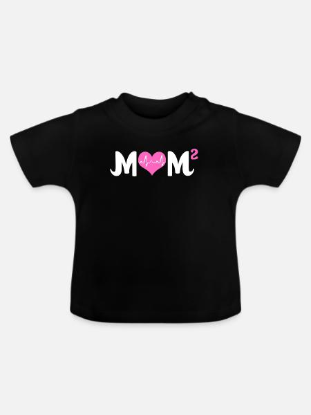 Zwillinge Mama Zwilling Mutter Geschenk - Baby Bio-T-Shirt mit Rundhals - Schwarz