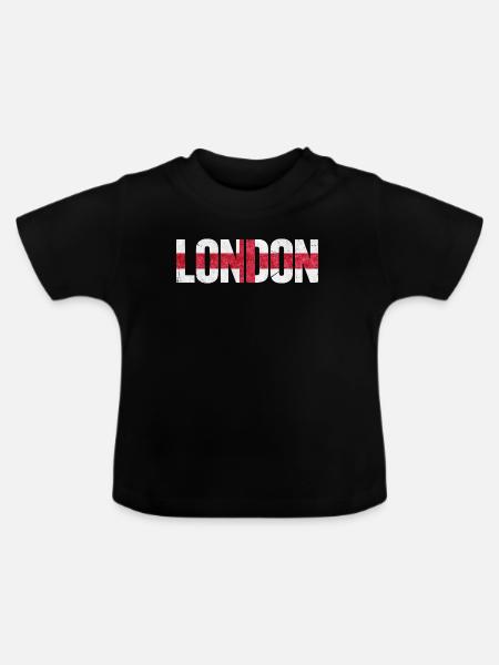 London England - Baby Bio-T-Shirt mit Rundhals - Schwarz