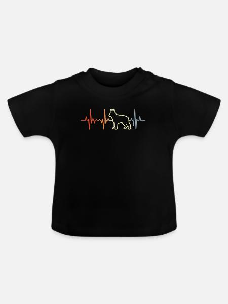 Schäferhund Herzlinie - Baby Bio-T-Shirt mit Rundhals - Schwarz