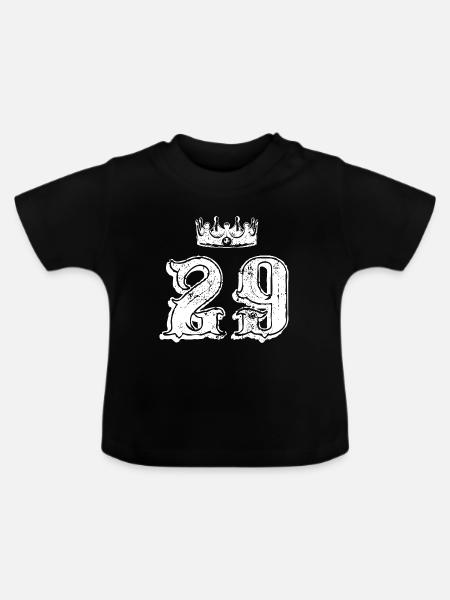 29 Zahl Krone - Baby Bio-T-Shirt mit Rundhals - Schwarz