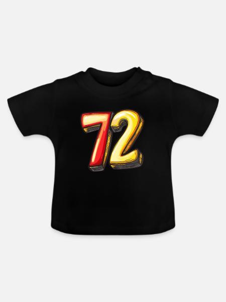 72 Zahl Comic - Baby Bio-T-Shirt mit Rundhals - Schwarz