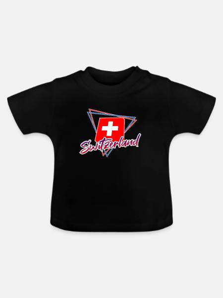 Schweiz - Baby Bio-T-Shirt mit Rundhals - Schwarz