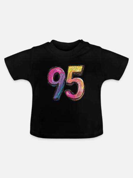 95 Zahl Comic - Baby Bio-T-Shirt mit Rundhals - Schwarz