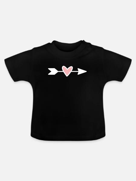 Herzpfeil Minimaldesign - Baby Bio-T-Shirt mit Rundhals - Schwarz
