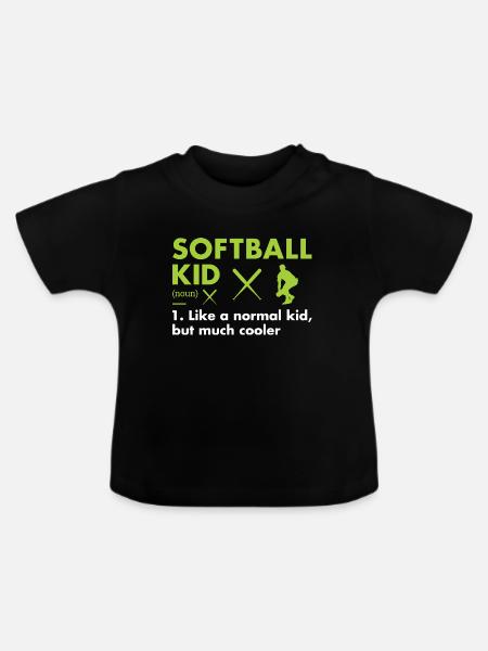 Sport Kid Definition Softball - Baby Bio-T-Shirt mit Rundhals - Schwarz