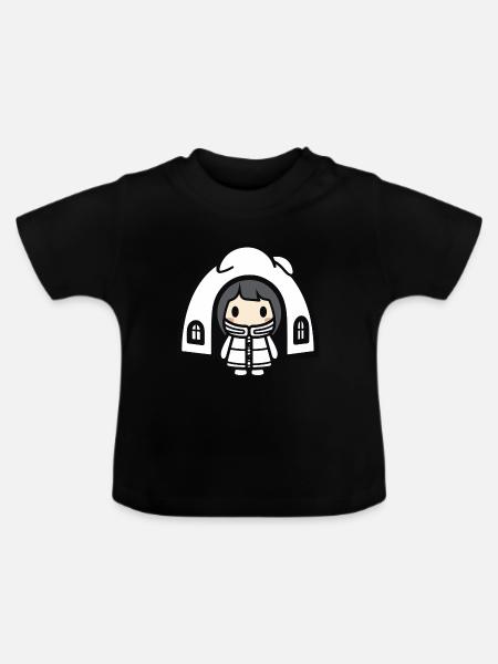 Winter Eskimo Iglu Comic - Baby Bio-T-Shirt mit Rundhals - Schwarz
