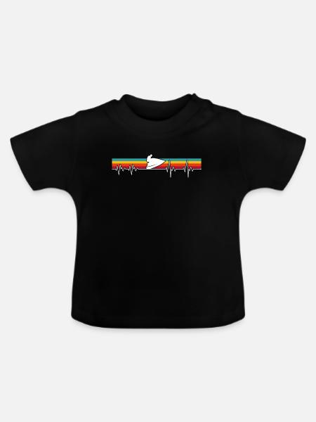 Sole Pulse auf Retro-Streifen - Baby Bio-T-Shirt mit Rundhals - Schwarz