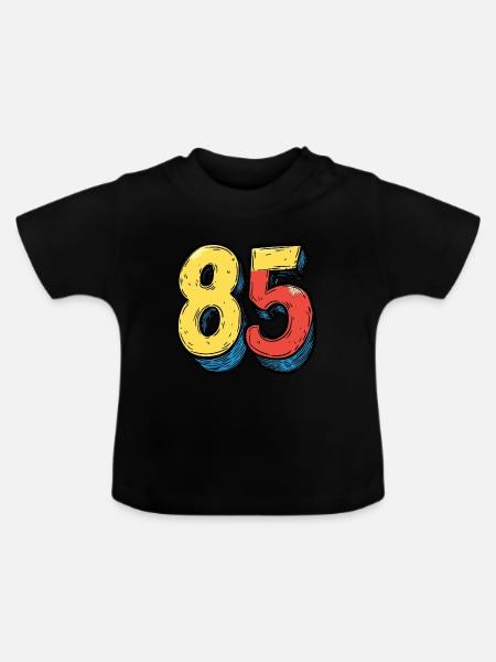 85 Zahl Comic - Baby Bio-T-Shirt mit Rundhals - Schwarz