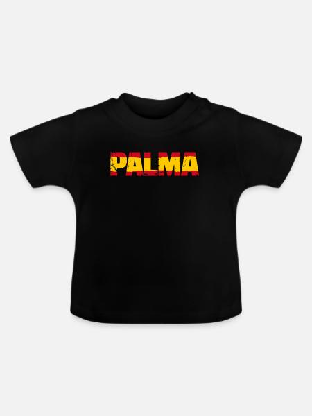 Palma Flagge Spanien - Baby Bio-T-Shirt mit Rundhals - Schwarz