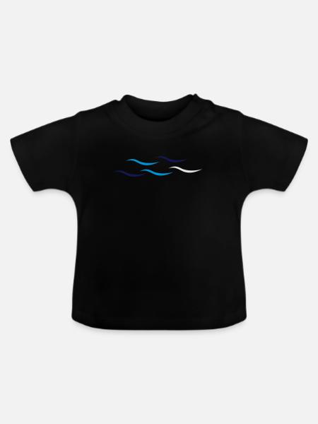 Wellen - Baby Bio-T-Shirt mit Rundhals - Schwarz