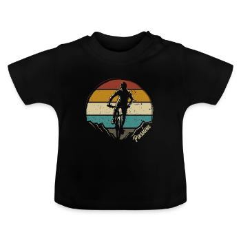 Fahrrad MTB Mountain Bike Mountainbiker - Baby Bio-T-Shirt mit Rundhals - Schwarz - Vorne