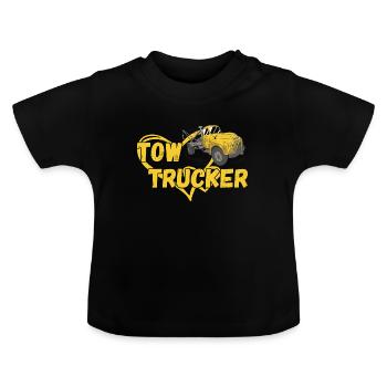 Tow Trucker Heart Tow Truck Operator - Baby Bio-T-Shirt mit Rundhals - Schwarz - Vorne