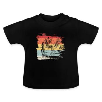 camel - Baby Organic T-Shirt with Round Neck - black - Front