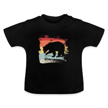 Bear brown bear - Baby Organic T-Shirt with Round Neck - black - Front