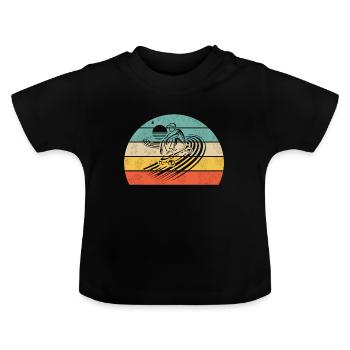 Longboard Fahrt - Baby Bio-T-Shirt mit Rundhals - Schwarz - Vorne