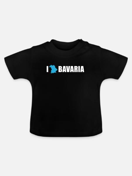 I love Bavaria Bayern - Baby Bio-T-Shirt mit Rundhals - Schwarz
