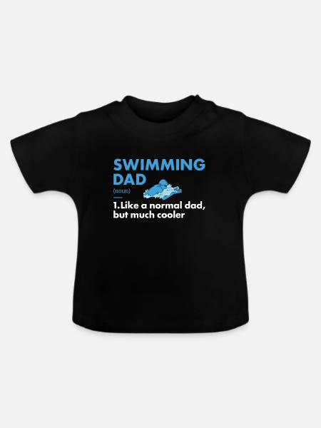 Sport Dad Swimming - Baby Bio-T-Shirt mit Rundhals - Schwarz