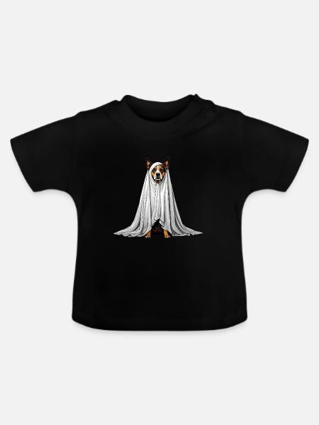 Gruseliger Hundegeist - Baby Bio-T-Shirt mit Rundhals - Schwarz