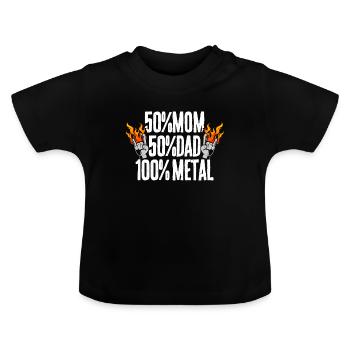 100% Metal Gift for Child of Metal Parents - Baby Organic T-Shirt with Round Neck - black - Front
