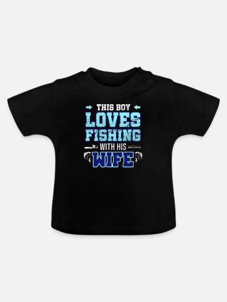 Pêche avec sa femme Pêcheur Pêcheur Poisson Cadeau - T-shirt bio col rond Bébé - noir