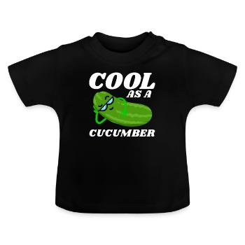 Cornichon cornichon concombre vegan cadeau enceinte aigre - T-shirt bio col rond Bébé - noir - Devant