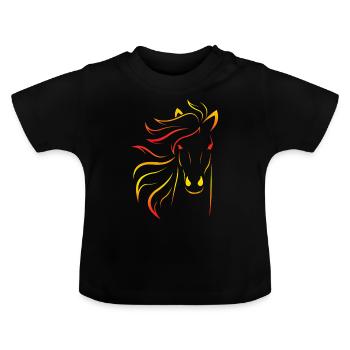 Reitpony, Schimmel, Schimmelchen, Stute - Baby Bio-T-Shirt mit Rundhals - Schwarz - Vorne