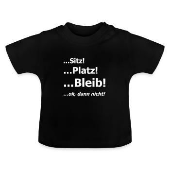 Mensch - Hund - Kommando - Sitz - 2 - Baby Bio-T-Shirt mit Rundhals - Schwarz - Vorne