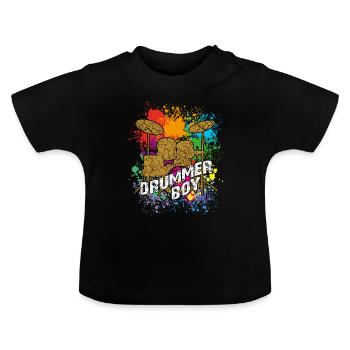 Drummer Boy - Drums - Drummer - Baby Bio-T-Shirt mit Rundhals - Schwarz - Vorne