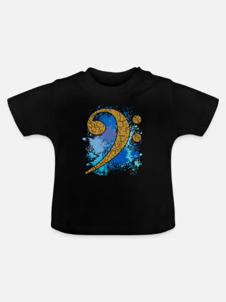 Bass - Bass Key - blaue Farbe - Baby Bio-T-Shirt mit Rundhals - Schwarz
