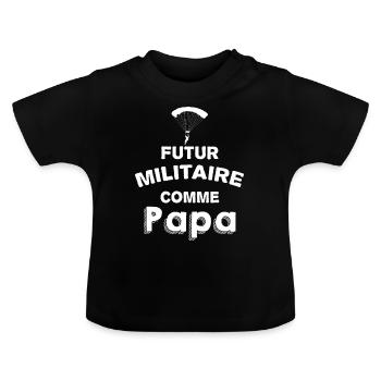 16 - Tee shirt bébé futur militaire - T-shirt bio col rond Bébé - noir - Devant