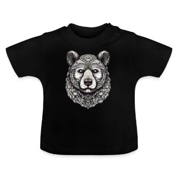 Ours, nature, environnement, protection de - T-shirt bio col rond Bébé - noir - Devant