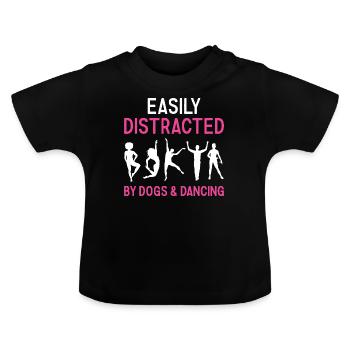 Danseur Facilement Distrait Par Les Chiens Et La Danse - T-shirt bio col rond Bébé - noir - Devant