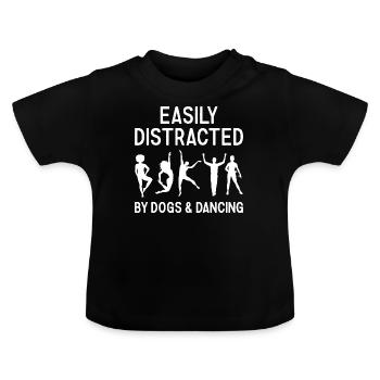 Danseur Facilement Distrait Par Les Chiens Et La Danse - T-shirt bio col rond Bébé - noir - Devant