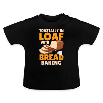 Brotbacken Brotbackautomat - Baby Bio-T-Shirt mit Rundhals - Schwarz - Vorne