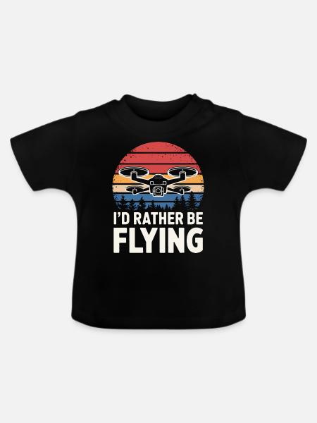 Dronen Pilot Quadrocopter Drone - Baby Bio-T-Shirt mit Rundhals - Schwarz