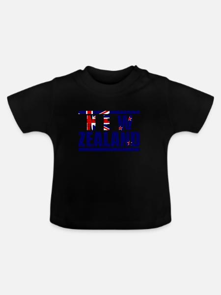 Neuseeland - Baby Bio-T-Shirt mit Rundhals - Schwarz