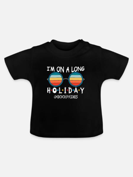 I’m on holiday - Baby Bio-T-Shirt mit Rundhals - Schwarz
