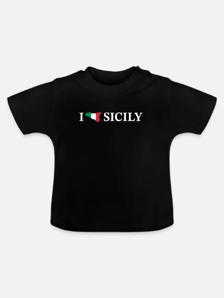 I love Sicily Italien - Baby Bio-T-Shirt mit Rundhals - Schwarz