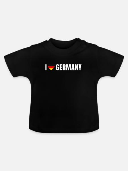 Germany Herz – Deutschland Flaggenherz - Baby Bio-T-Shirt mit Rundhals - Schwarz