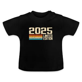 Jahrgang 2025 - Vintage 2025 Retro Jubiläum - Baby Bio-T-Shirt mit Rundhals - Schwarz - Vorne