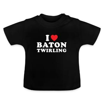 Baton Twirler J’adore Baton Twirling - T-shirt bio col rond Bébé - noir - Devant