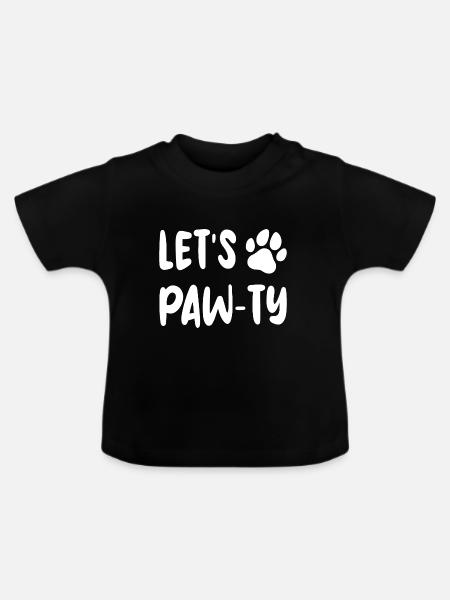 Let's PAW - TY - Baby Bio-T-Shirt mit Rundhals - Schwarz