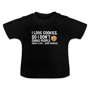 La cuisson sauve une vie... Envoyer des cookies Cookie - T-shirt bio col rond Bébé - noir - Devant