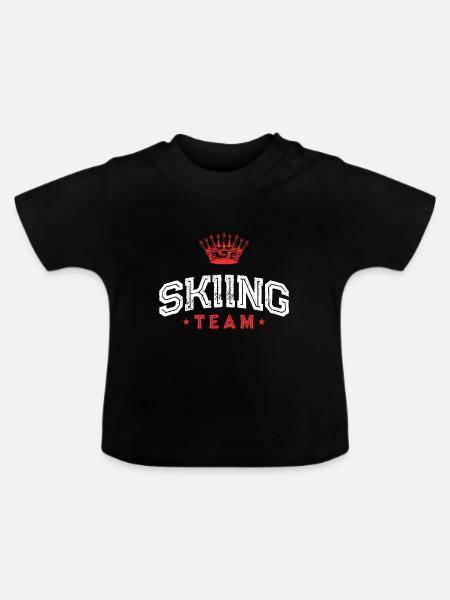 Skiing Team - Baby Bio-T-Shirt mit Rundhals - Schwarz