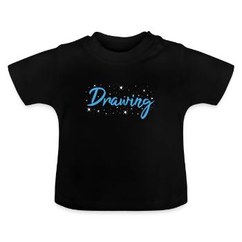 Drawer Drawing - Baby Organic T-Shirt with Round Neck - black - Front
