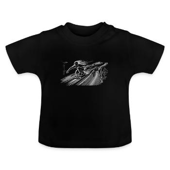 Longboard Downhill - Baby Organic T-Shirt with Round Neck - black - Front