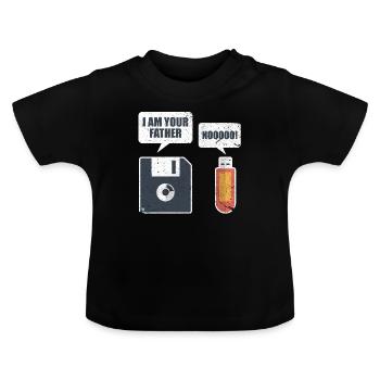 USB Floppy Disk Speicher Computer Nerd Geschenk - Baby Bio-T-Shirt mit Rundhals - Schwarz - Vorne