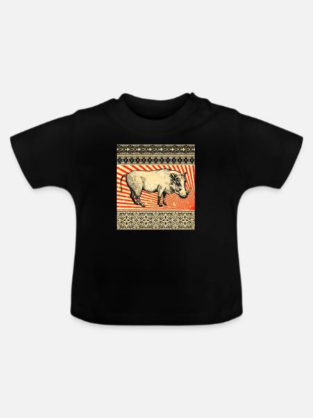 Warzenschwein - Baby Bio-T-Shirt mit Rundhals - Schwarz