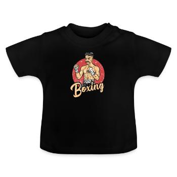 Boxing Boxing Gloves Knock Out Saying Retro - Baby Organic T-Shirt with Round Neck - black - Front